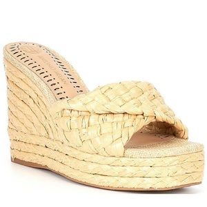 ANTONIO MELANI Natural Woven Espadrille Wedge Sandals